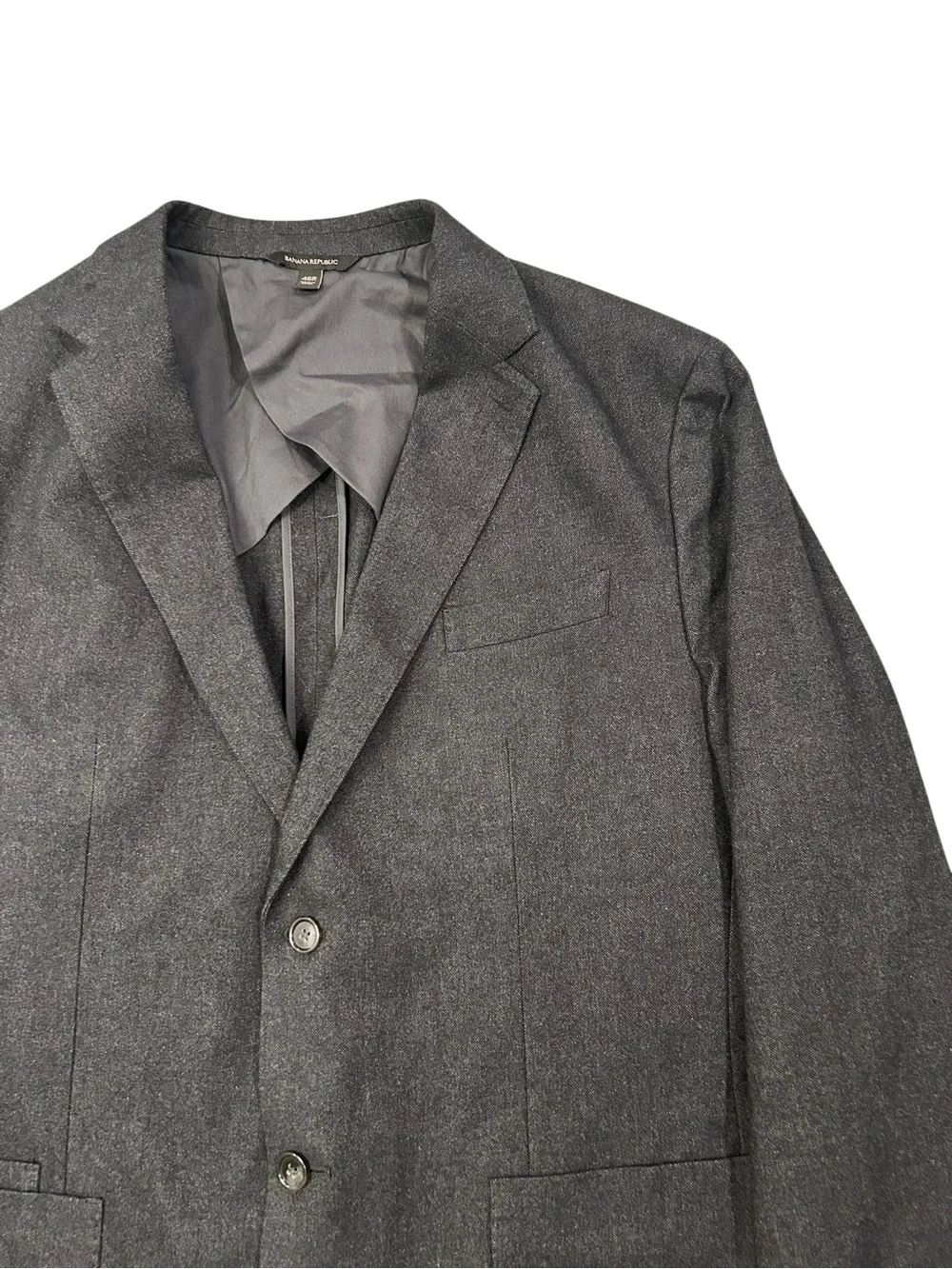 Banana Republic Men's Dark Gray Two-Button Blazer 46R Cotton Topcoat Modern Slim